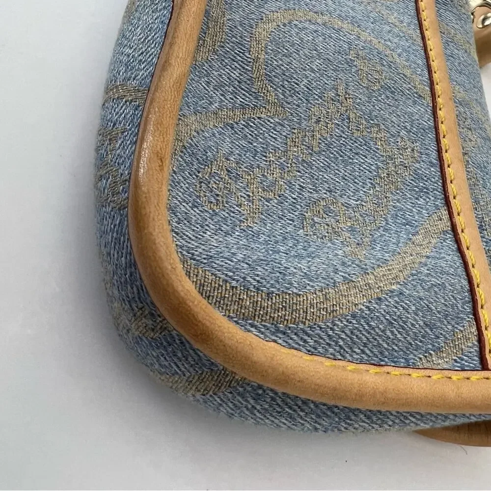 Dooney & Bourke Denim Wristlet Coin Purse Signature Logo Monogram USA Vintage